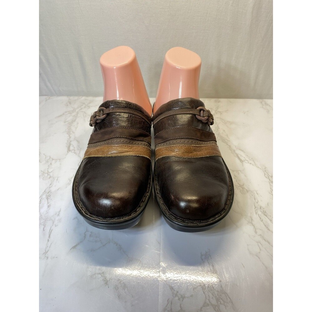 Naot sz 12 Made in Israel Clog 3-Tone Leather & Brass Trim Comfort Shoe - Picture 3 of 8